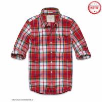 heren abercrombie fitch plaid lang overhemd moose logo rood lichtrood wit geel Sport Kleren Kopen 9o10z281